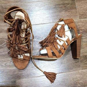 Cognac lace up Heels